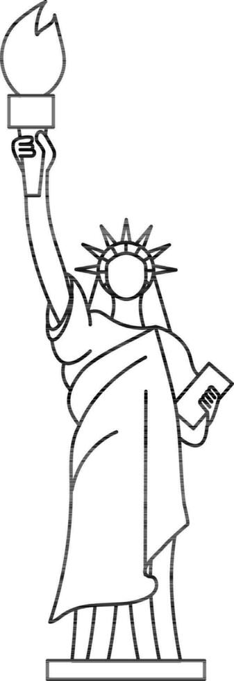 statue de liberté icône dans noir ligne art. vecteur
