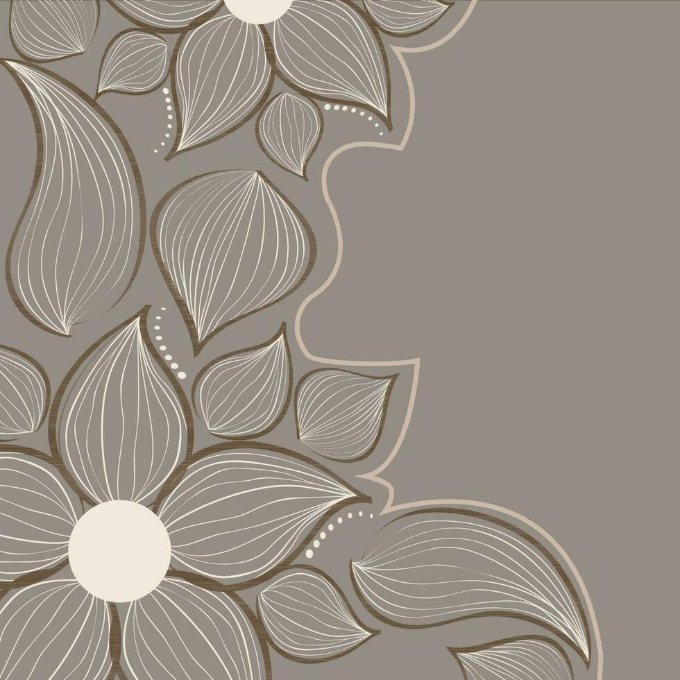 magnifique floral abstrait conception modèle sur marron Contexte. vecteur