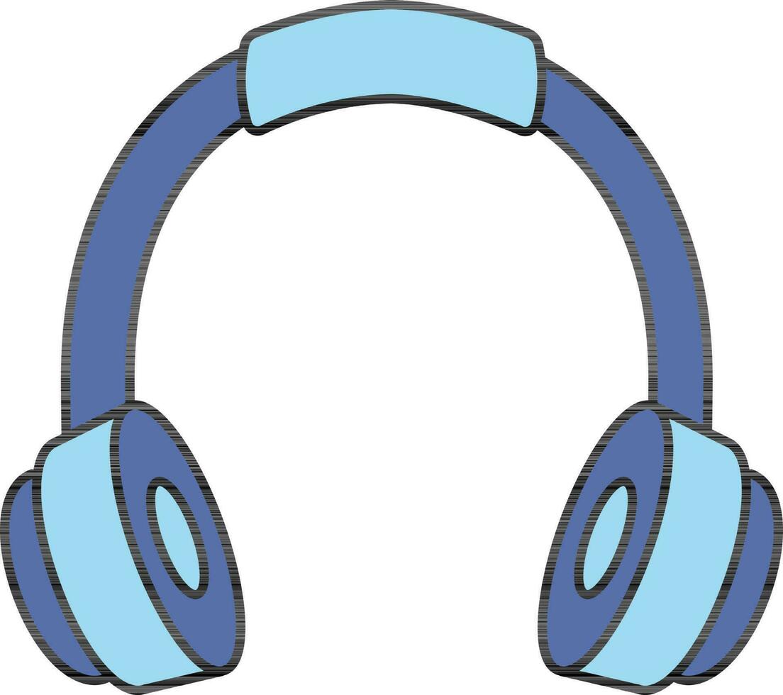 casque de musique icône ou symbole dans bleu couleur. vecteur