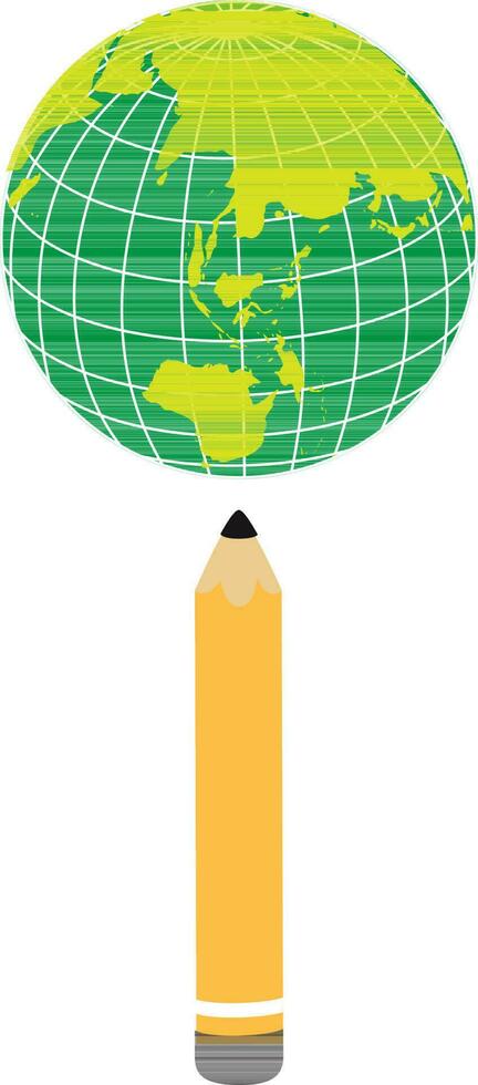 illustration de crayon avec globe. vecteur