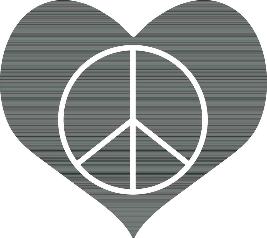 icône de paix signe à l'intérieur cœur. vecteur