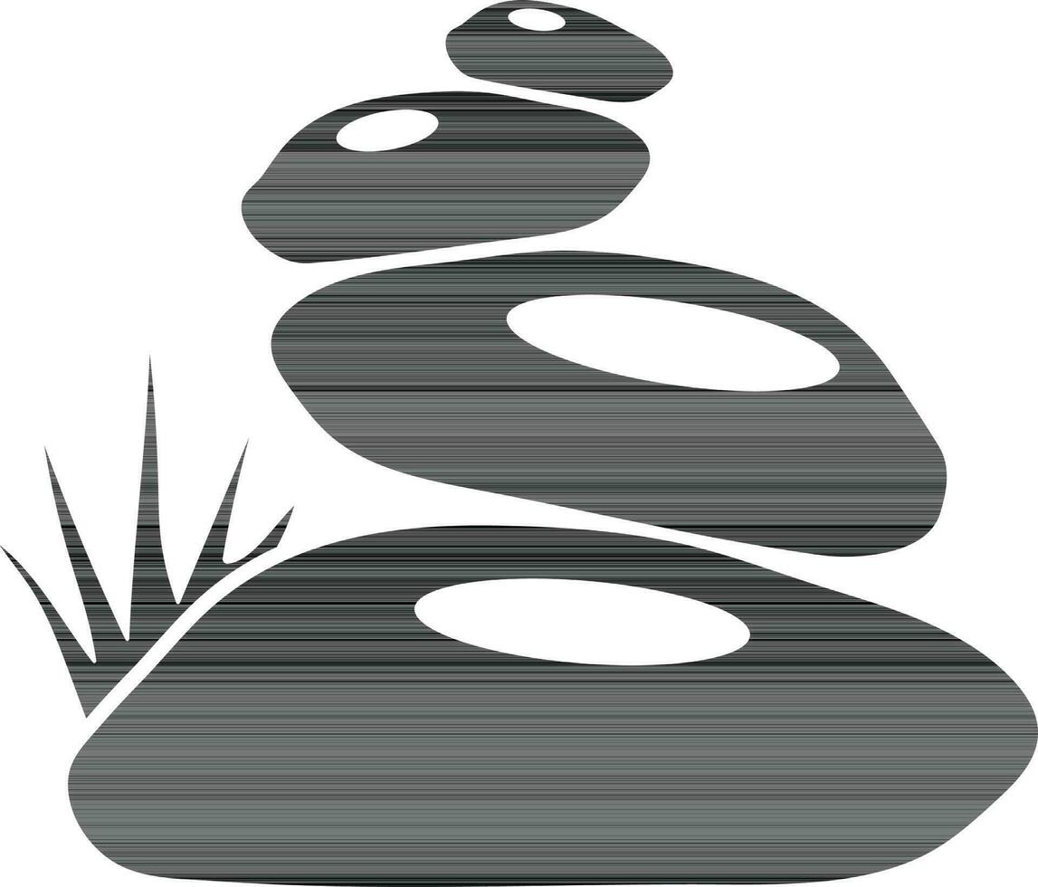icône de quatre pierre dans croissant commande avec herbe. vecteur