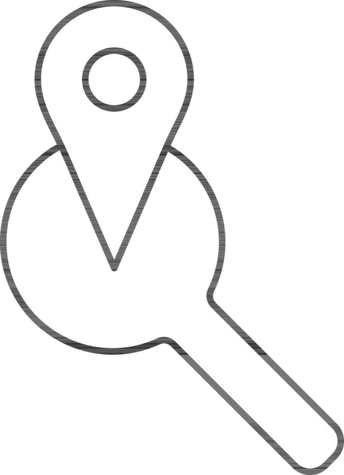 ligne art, emplacement chercheur icône avec carte broche. vecteur