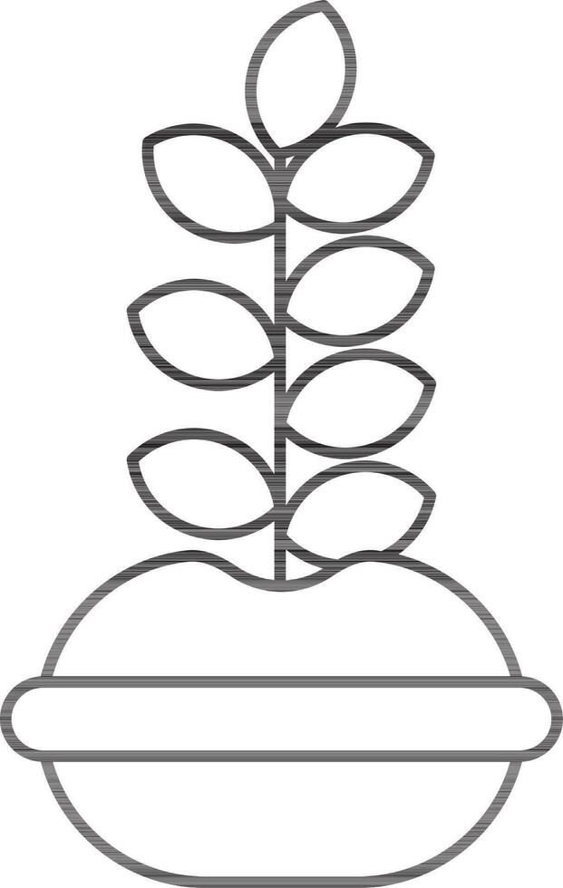 plante bol ou pot icône dans noir ligne art. vecteur