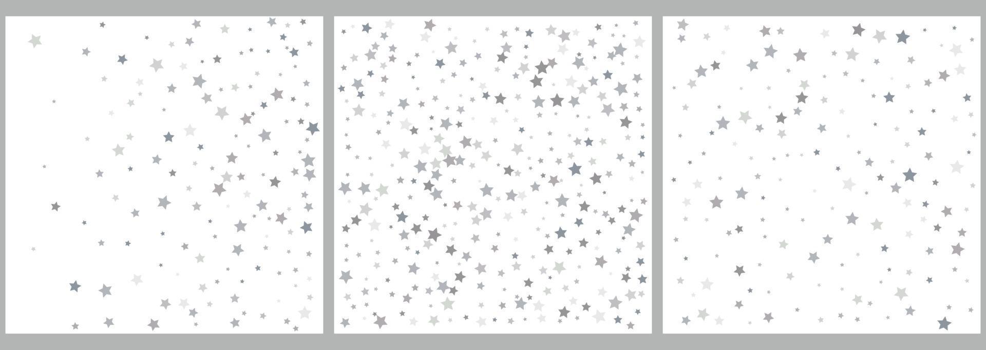 étoiles de paillettes d'argent tombant du ciel sur fond blanc vecteur