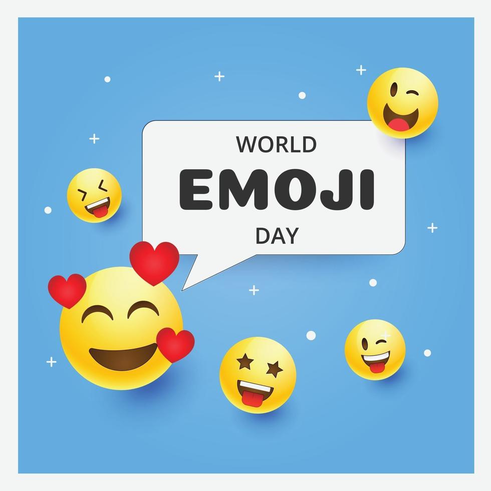 carte de voeux de la journée mondiale des emoji et modèle de fond illustration vectorielle design plat dessiné à la main vecteur