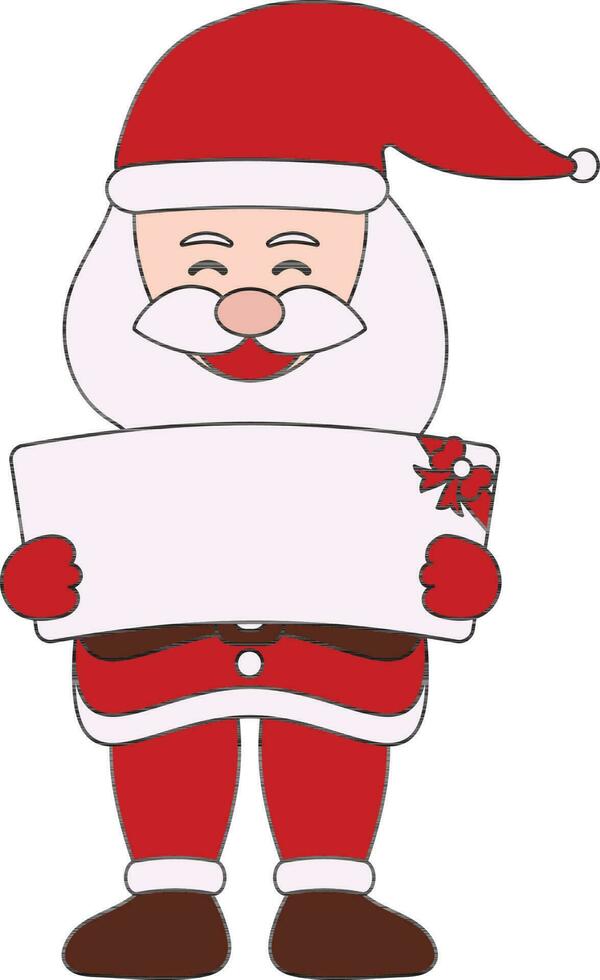 dessin animé Père Noël claus montrant cadeau carte ou boîte icône dans plat style. vecteur