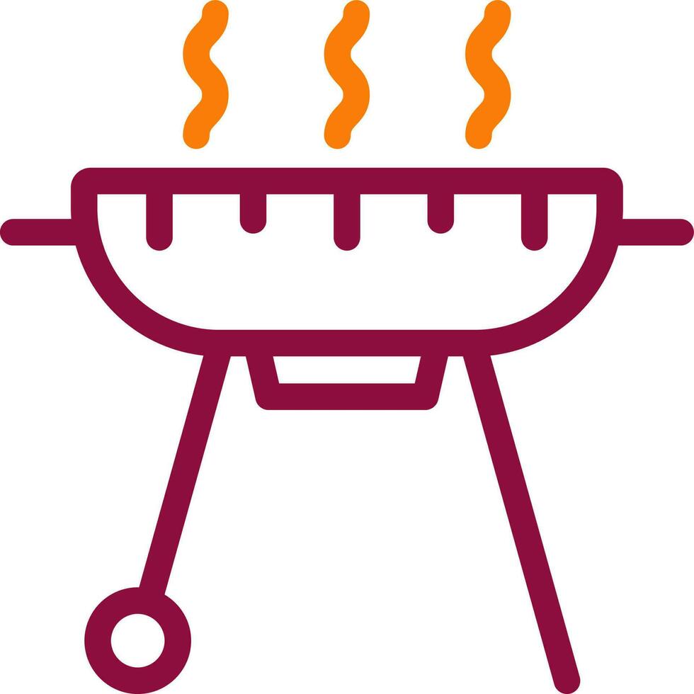 un barbecue gril icône ou symbole dans bordeaux contour. vecteur