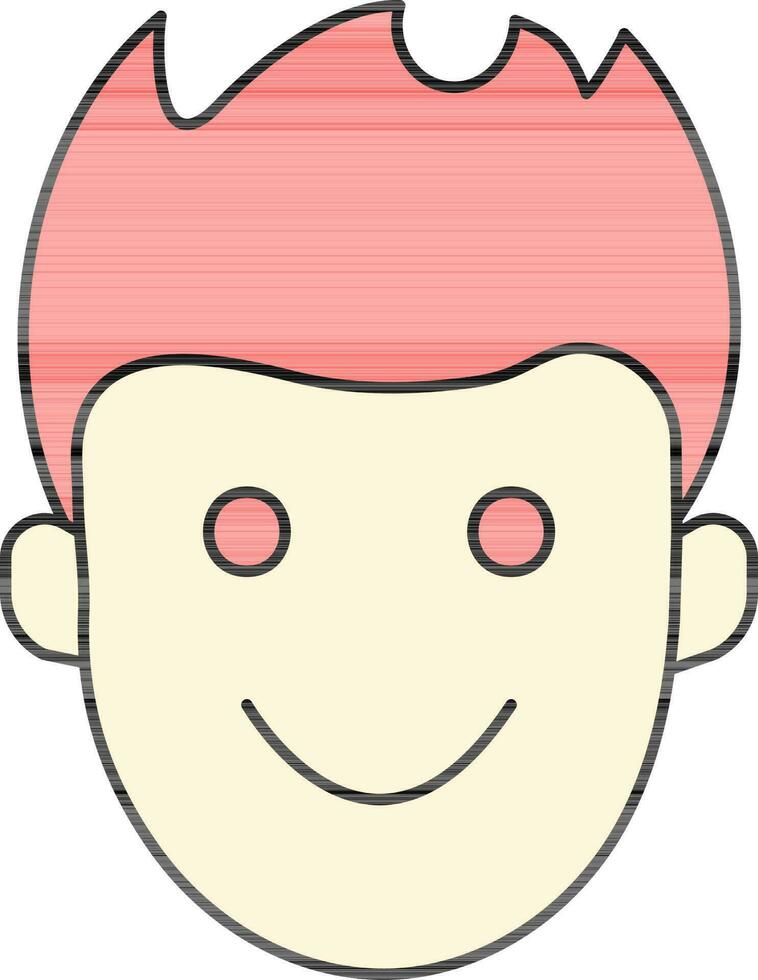 dessin animé garçon visage icône dans Jaune et rouge couleur. vecteur