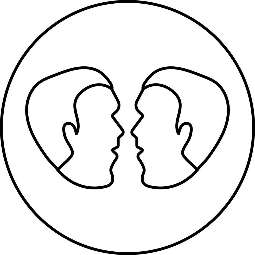 zodiaque Gémeaux signe sur rond forme. ligne art icône ou symbole. vecteur
