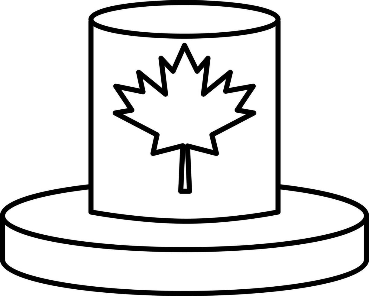 ligne art illustration de Haut chapeau avec érable feuille icône. vecteur