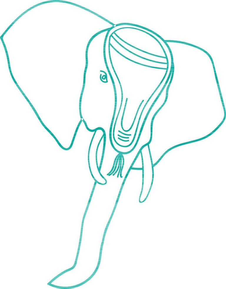plat ligne art illustration de un l'éléphant affronter. vecteur