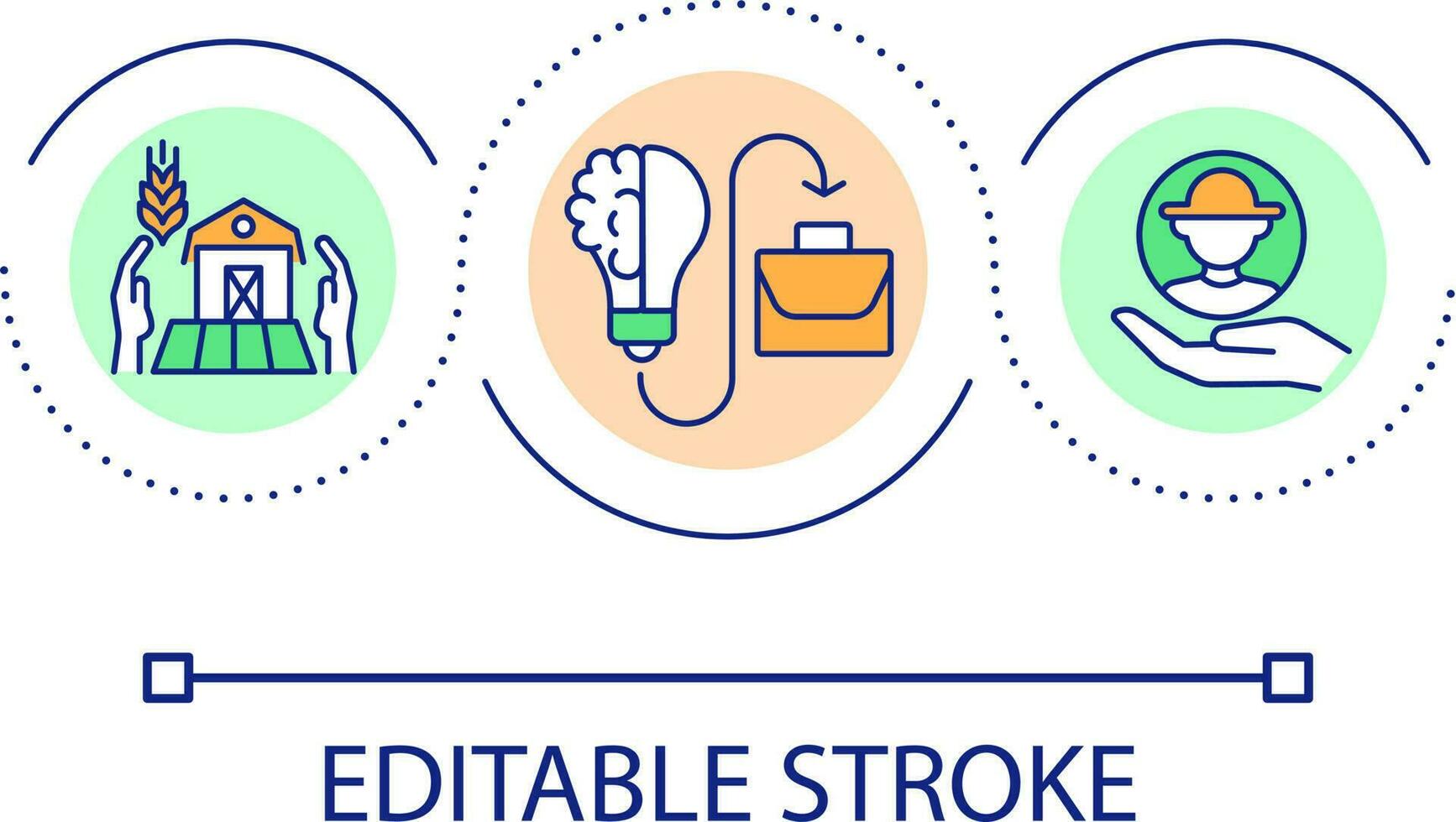louer ferme spécialistes boucle concept icône. agriculture et entreprise. secteur agroalimentaire et emploi abstrait idée mince ligne illustration. isolé contour dessin. modifiable accident vasculaire cérébral vecteur