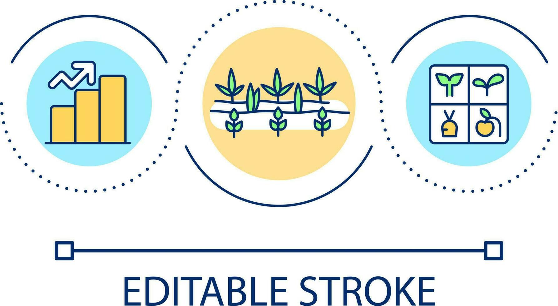 augmenter montant de divers les plantes boucle concept icône. cultures sélection. agriculture productivité abstrait idée mince ligne illustration. isolé contour dessin. modifiable accident vasculaire cérébral vecteur