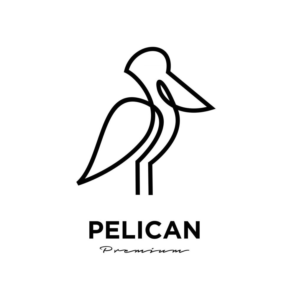 premium simple pélican noir ligne logo vector icône illustration design isolé