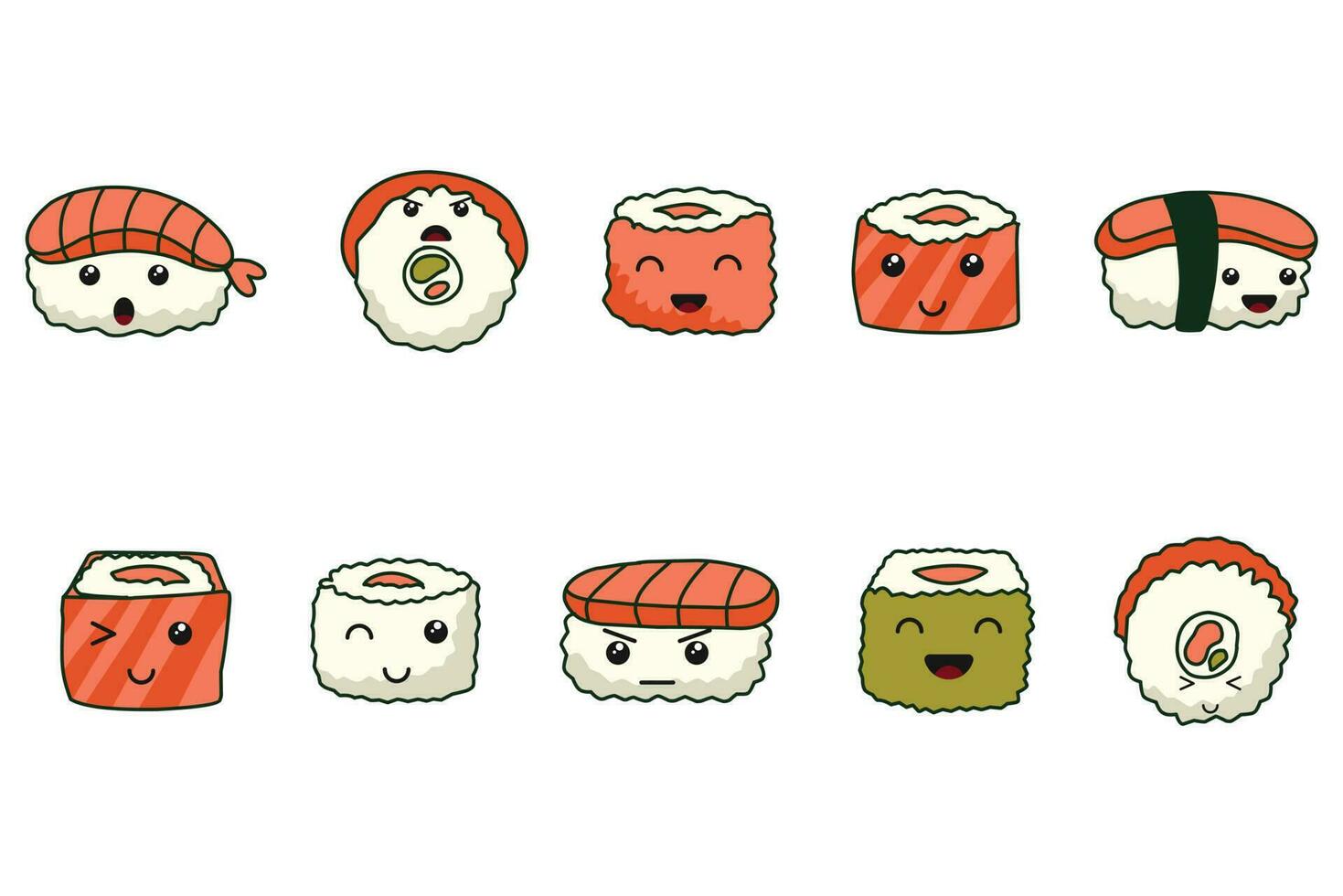 mignonne kawaii icône illustration personnage dessin animé vecteur visage conception Contexte nourriture Japonais élément sucré emoji graphique émoticône
