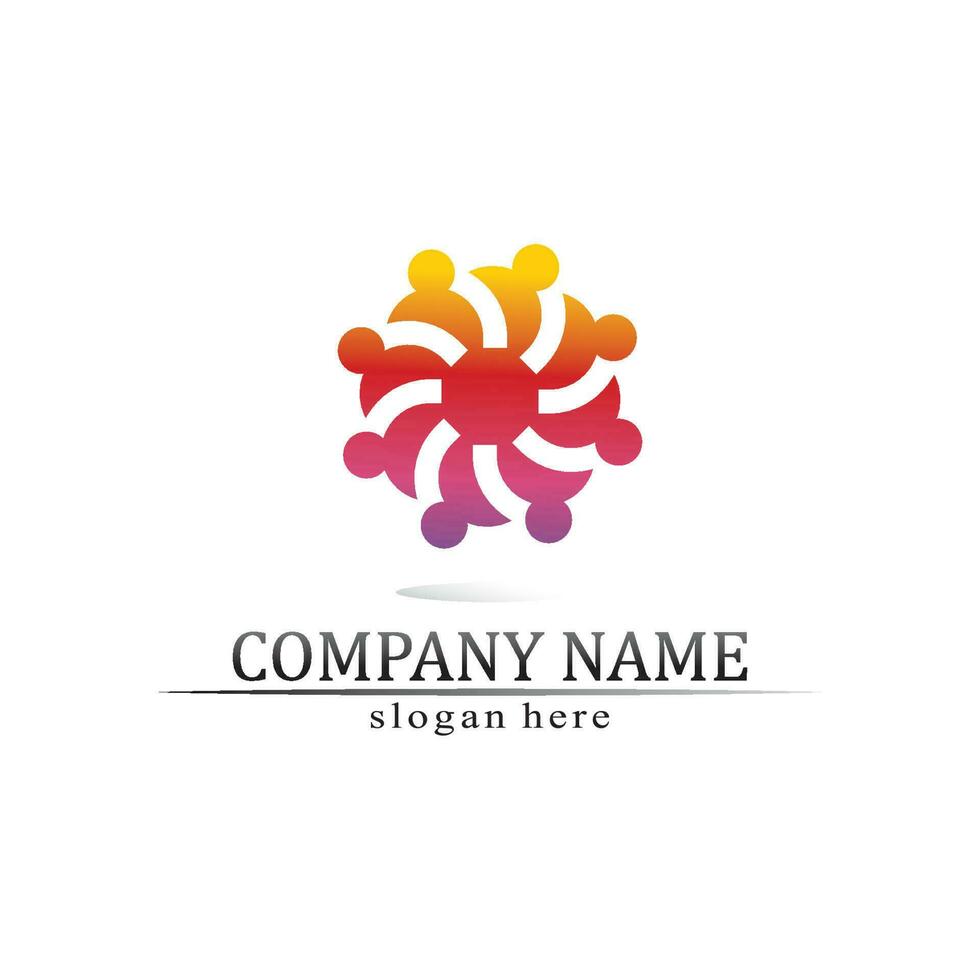 logo de personnes, équipe, succès, travail de personnes, groupe et communauté, vecteur de logo d'entreprise et d'entreprise et soins de conception, icône de la famille logo de réussite