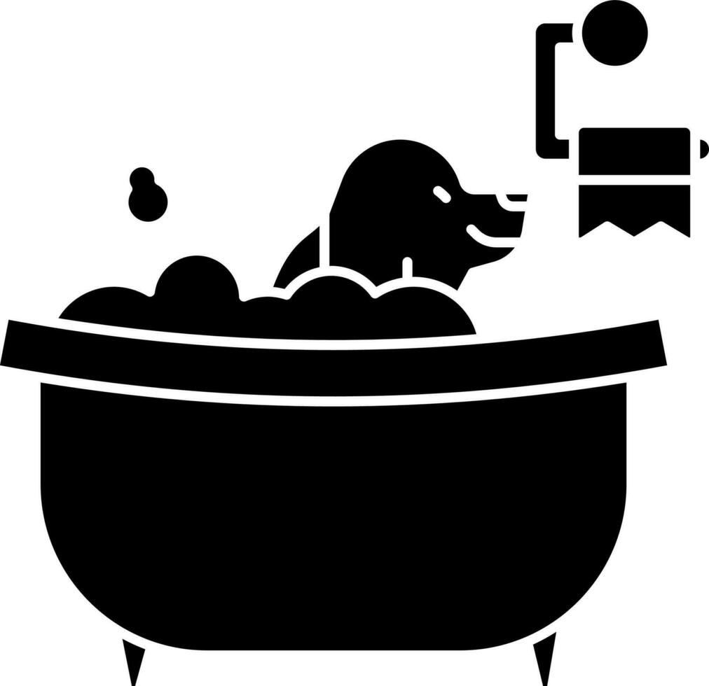 chien baignade baignoire icône dans glyphe style. vecteur