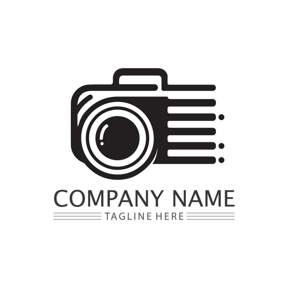 photographie appareil photo logo vecteur icône modèle de conception isolé sur fond noir