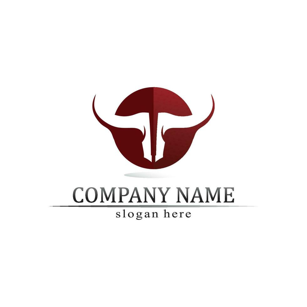 taureau et vache animal, logo et vecteur corne et buffle logo et symboles modèle icônes app