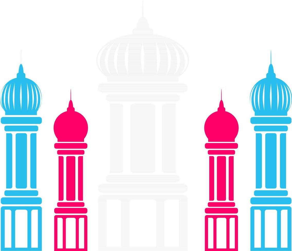 illustration de rose et bleu Couleur minaret. vecteur