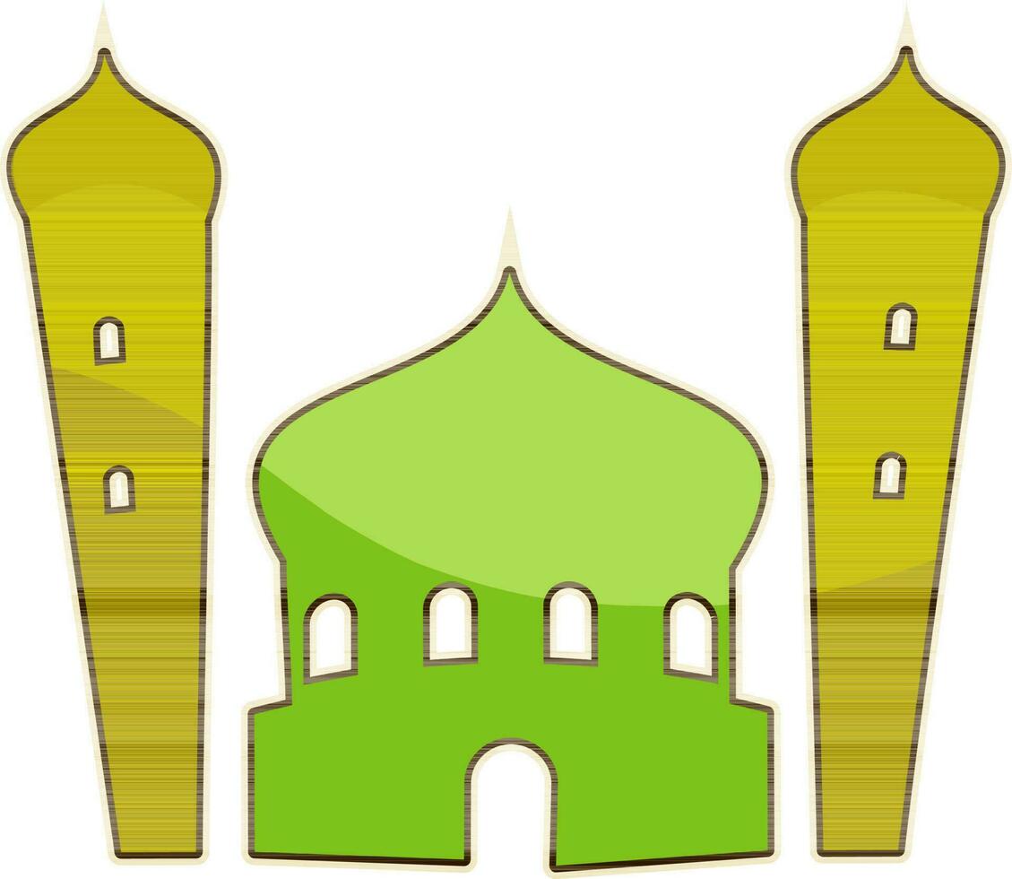 plat vecteur illustration de mosquée dans Jaune et vert couleur.