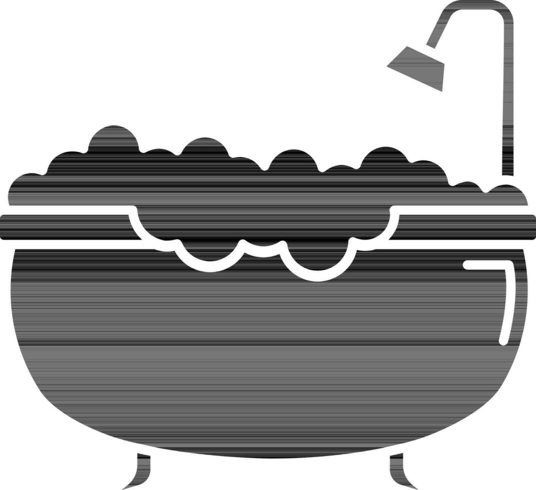 plat style baignoire icône dans noir et blanc couleur. vecteur