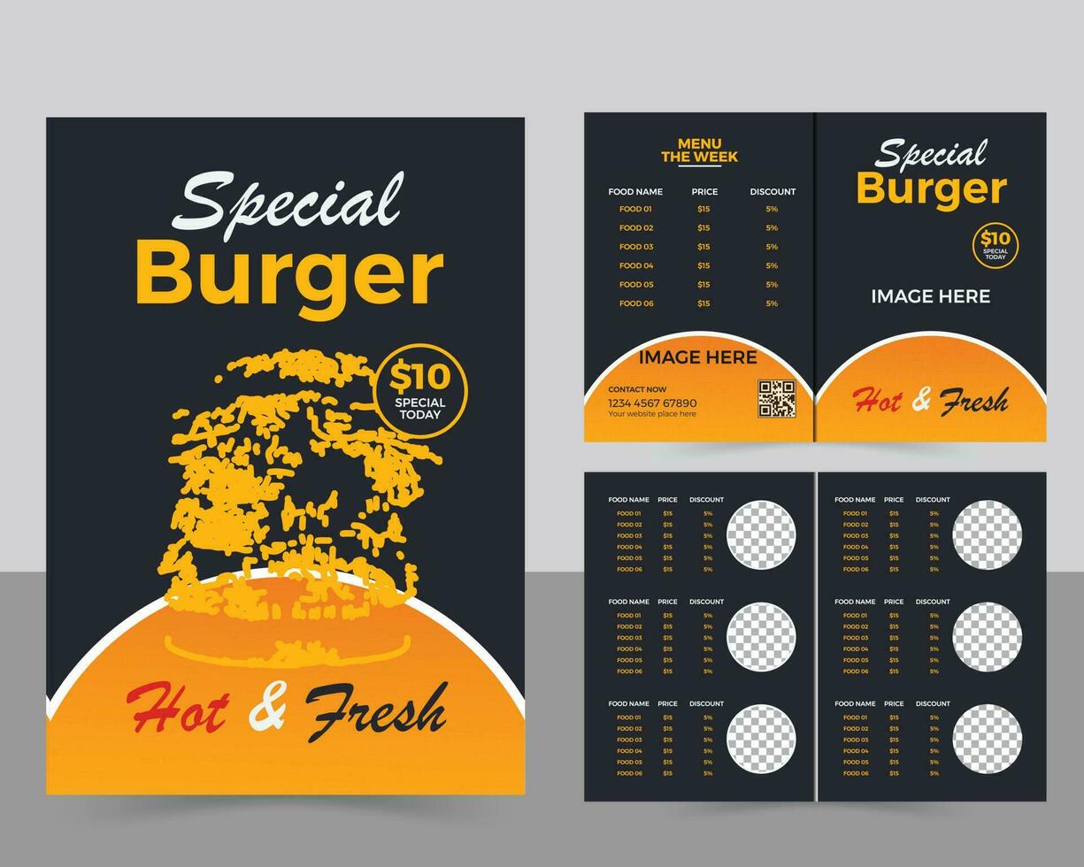 vite nourriture restaurant menu bi plier brochure modèle pro vecteur. vecteur