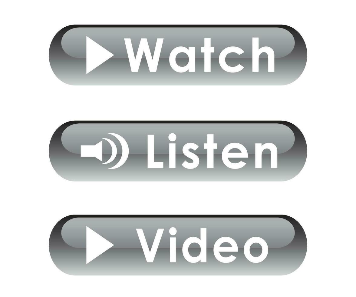 montre, écouter, vidéo boutons vecteur