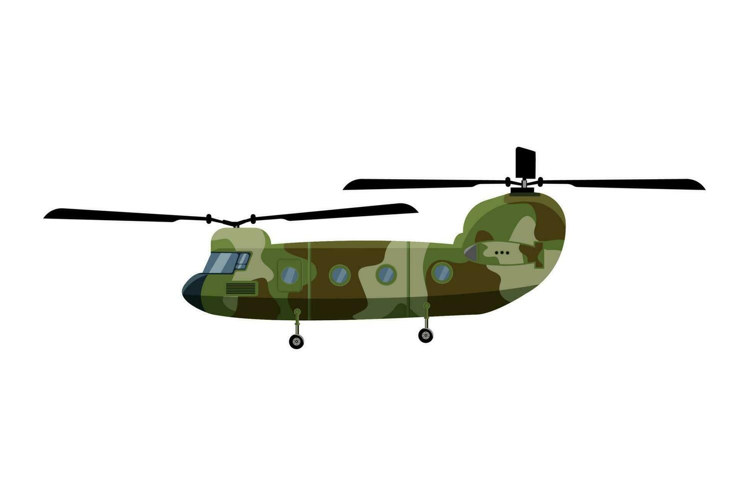 hélicoptère armée air arme militaire en volant transport côté vue vecteur illustration