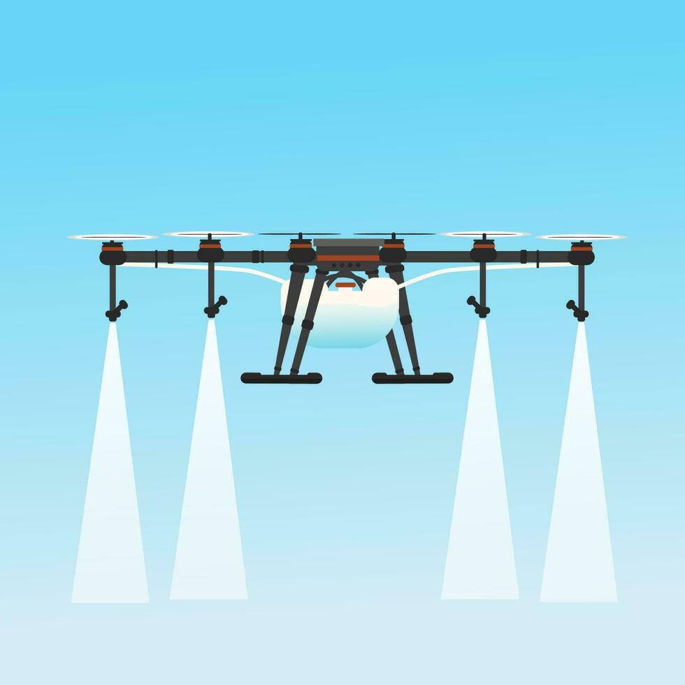 drone pulvérisation pesticides et les engrais plat vecteur illustration