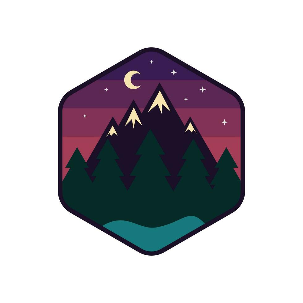 moderne hexagone la nature Montagne paysage badge vecteur illustration