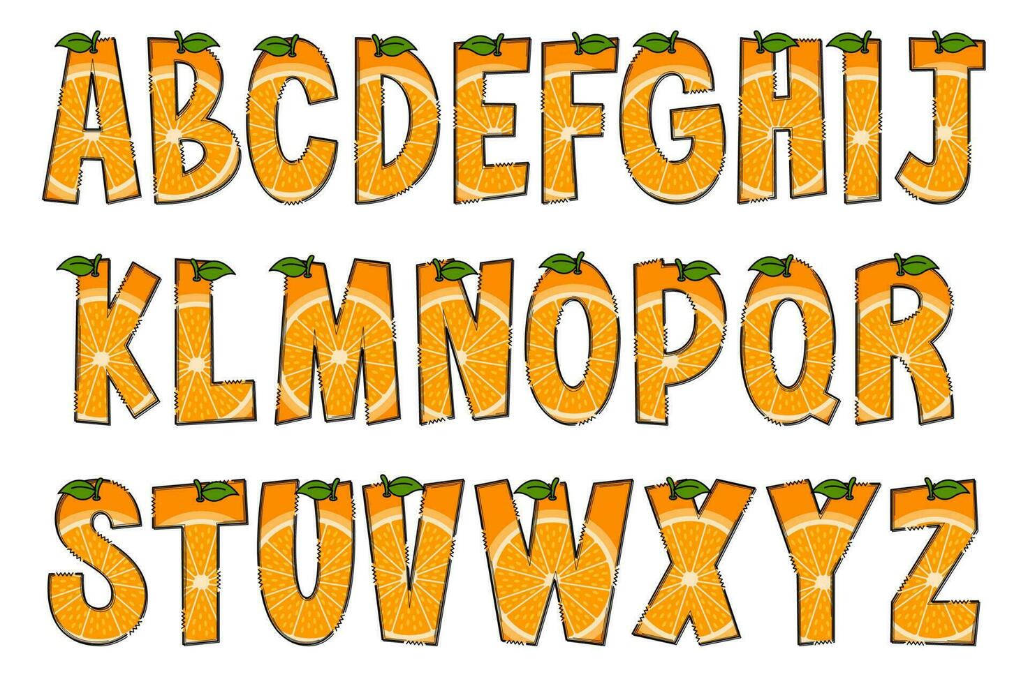 fabriqués à la main Orange des lettres. Couleur Créatif art typographique conception vecteur