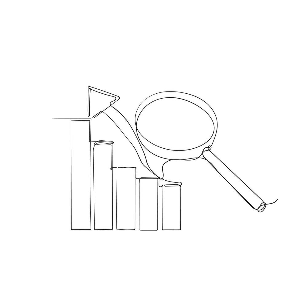 continu ligne dessin graphique et grossissant verre illustration vecteur