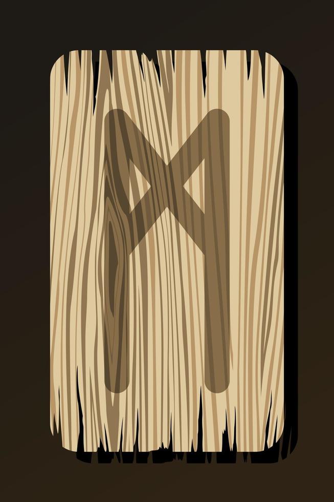 isolé sur mannaz runique en bois blanc vecteur