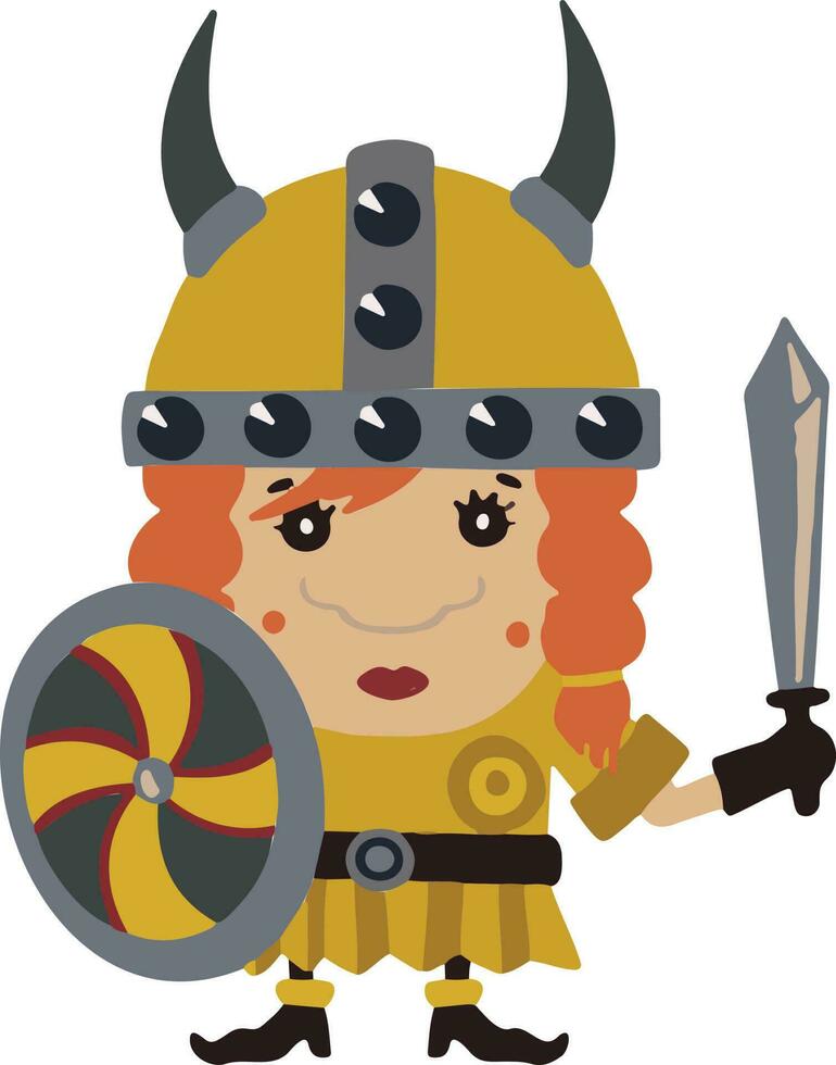 vecteur mignonne vikings militaire dessin animé personnage