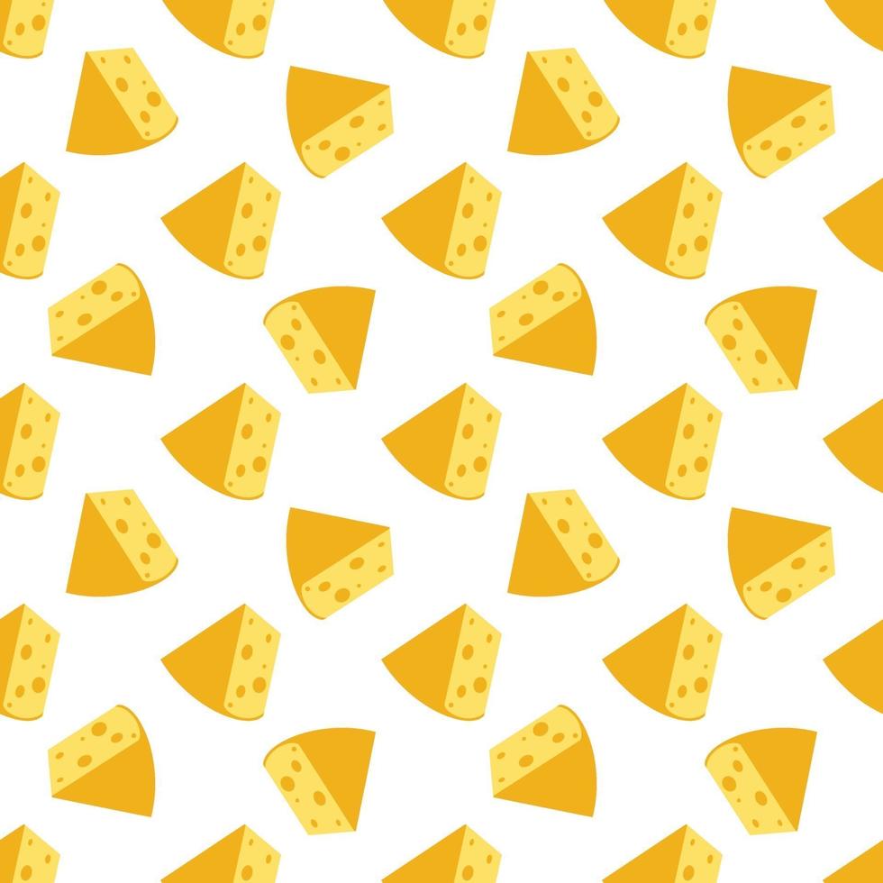 modèle sans couture de fromage. morceaux de fromage jaune, isolés sur fond blanc. morceaux de fromage de différentes formes. illustration vectorielle plane vecteur