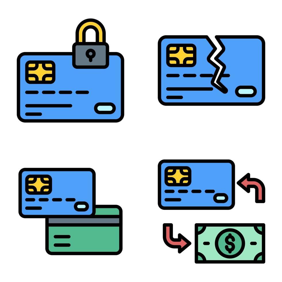jeu d'icônes de carte de crédit ou de débit vecteur lié au paiement