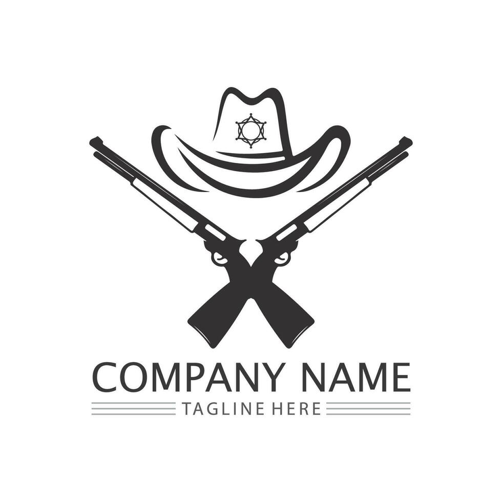 modèle de conception de vecteur icône logo chapeau de cowboy