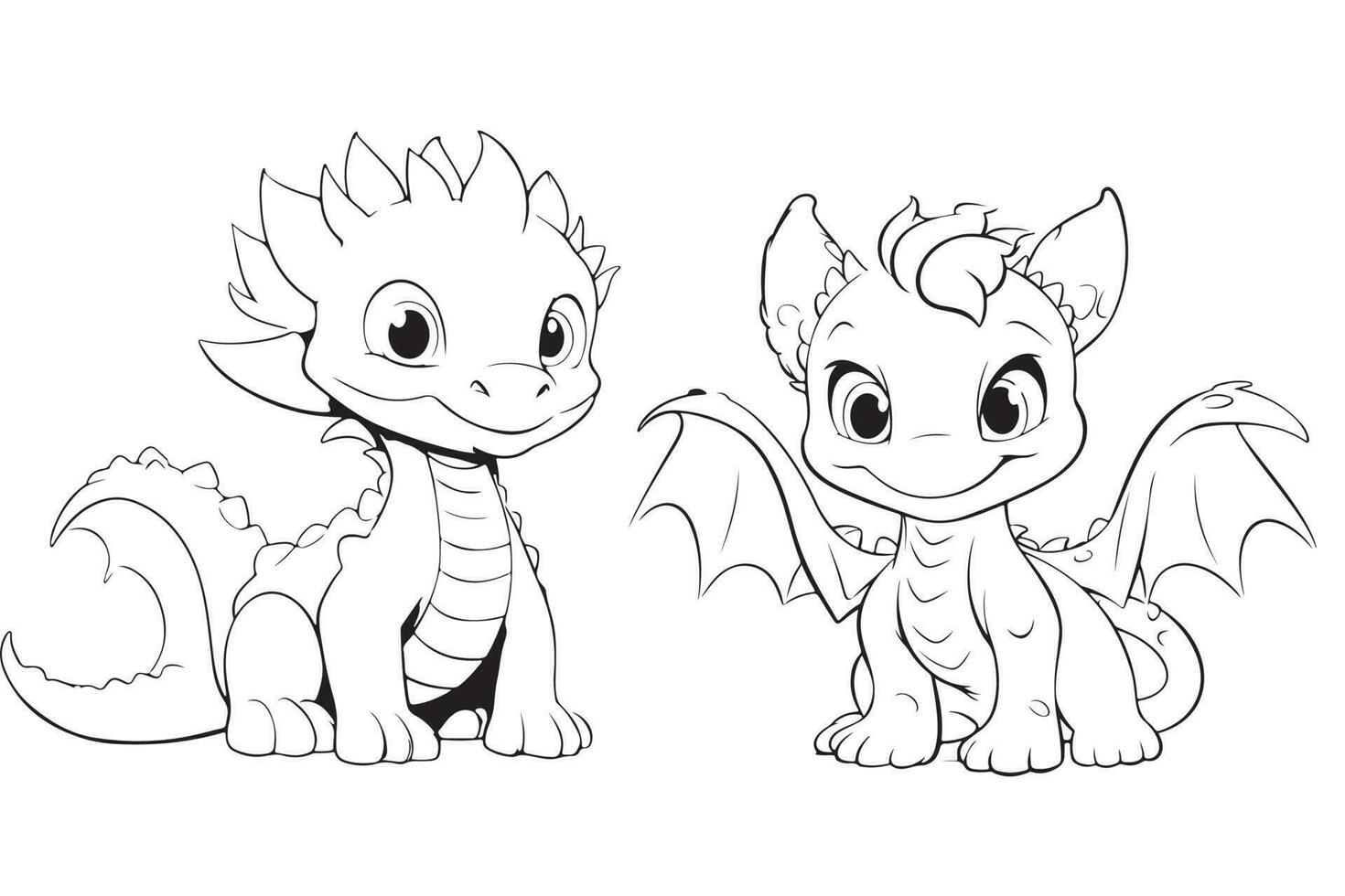 dragon coloration page pour enfants, vecteur personnage illustration