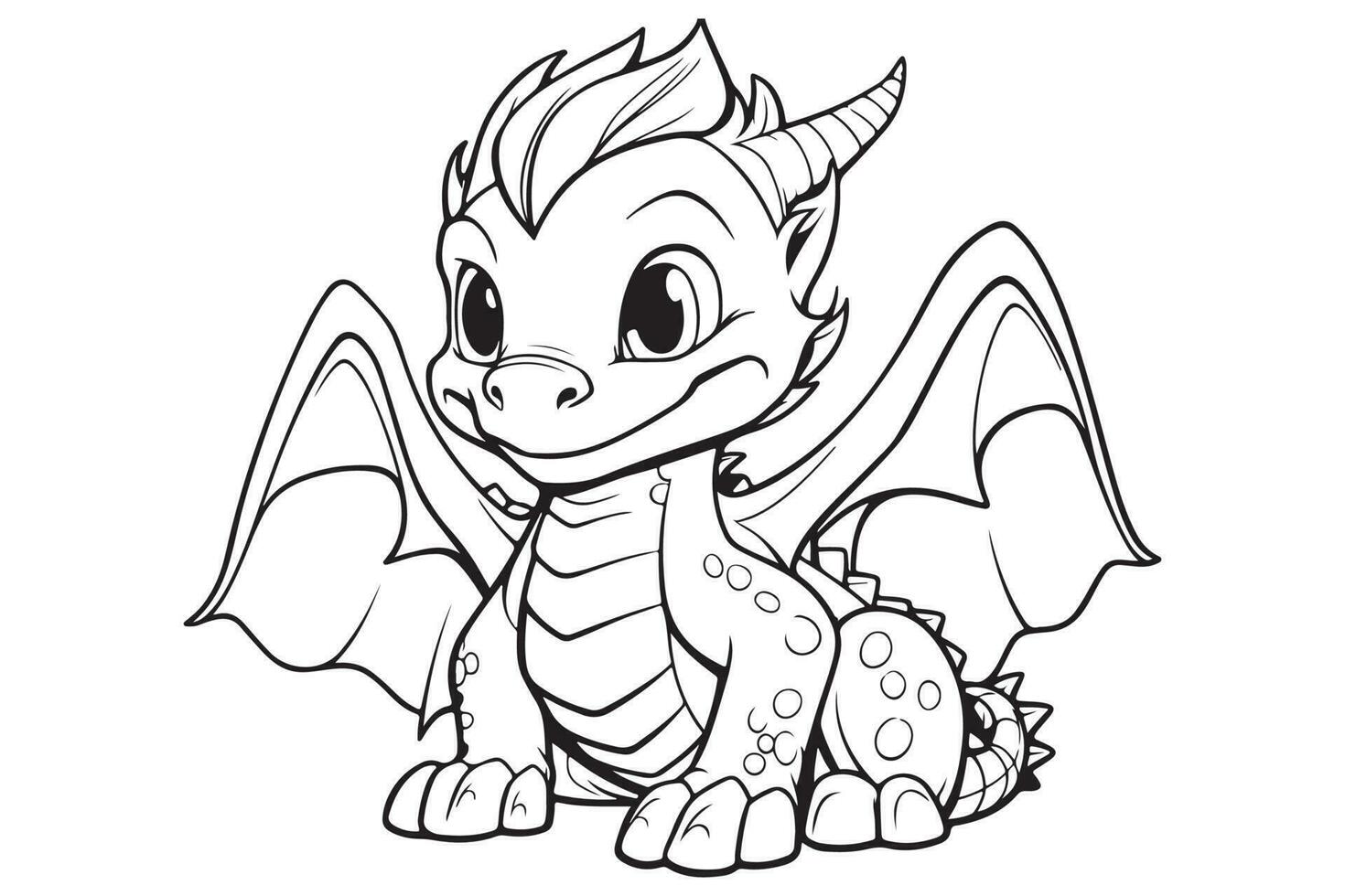 dragon coloration page pour enfants, vecteur personnage illustration