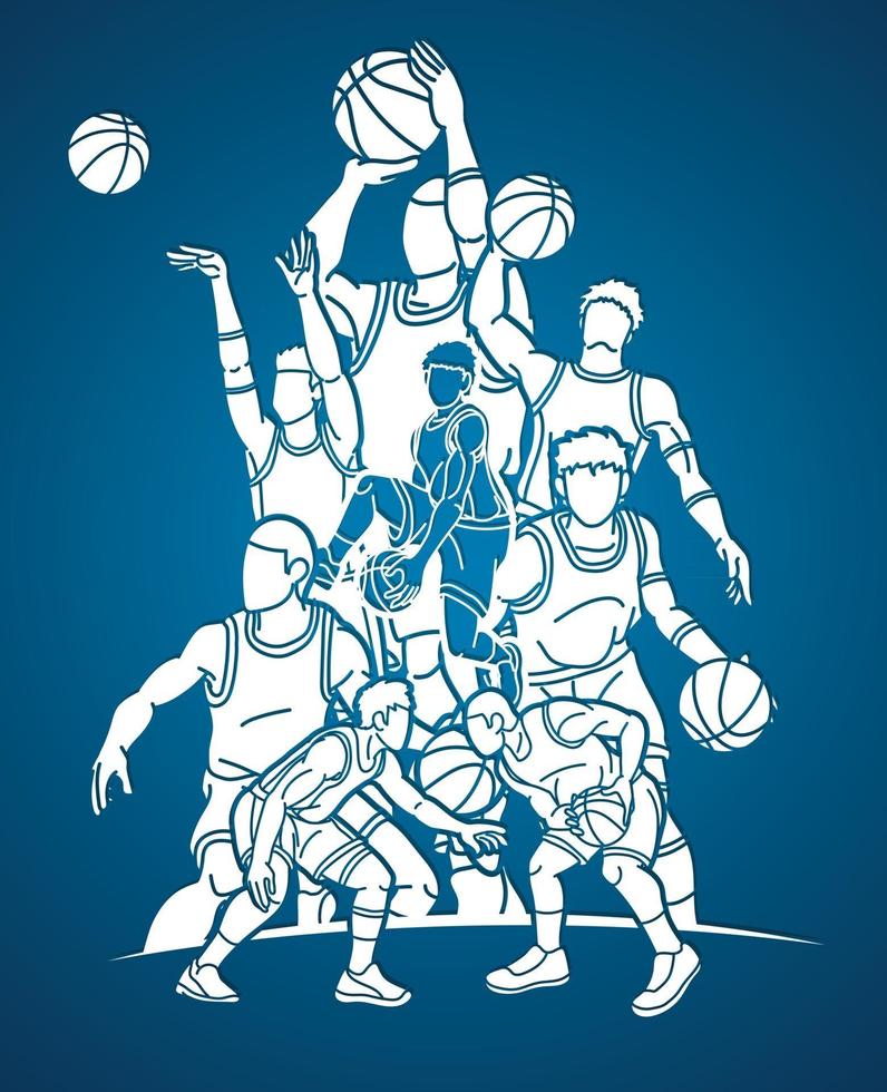 équipe de basket-ball silhouette vecteur