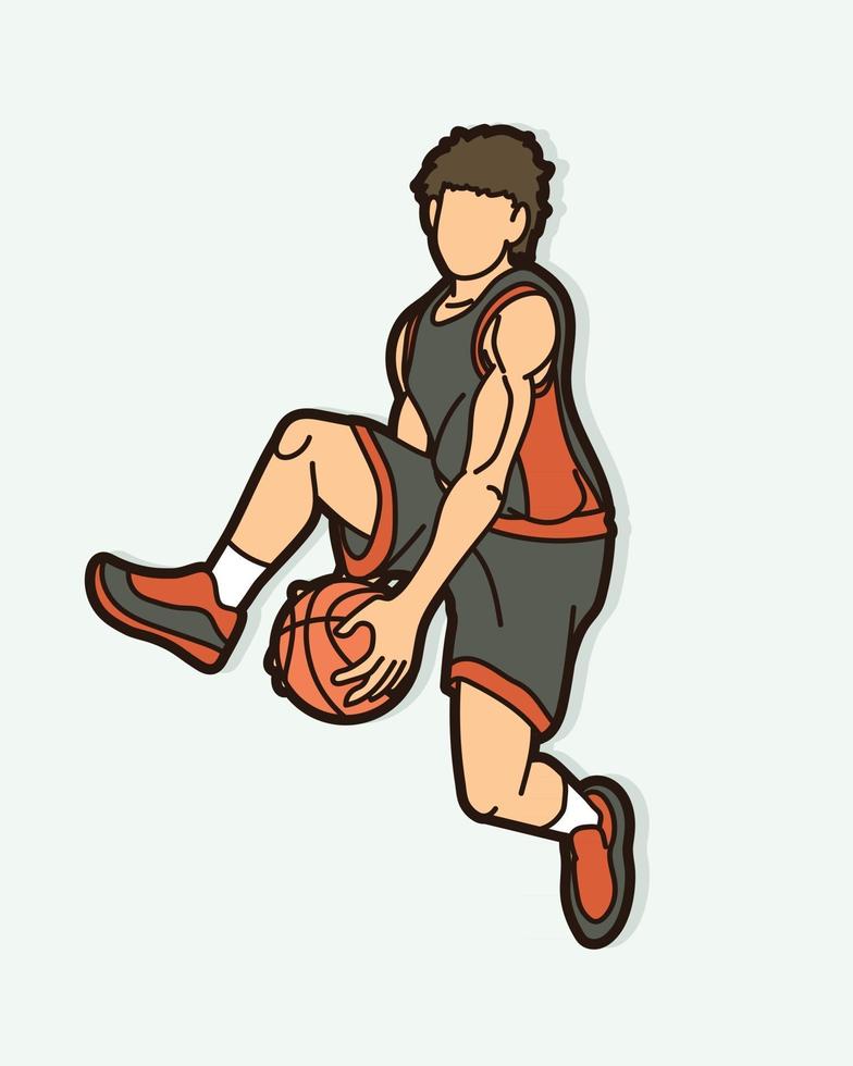 mouvement de saut de joueur masculin de basket-ball vecteur