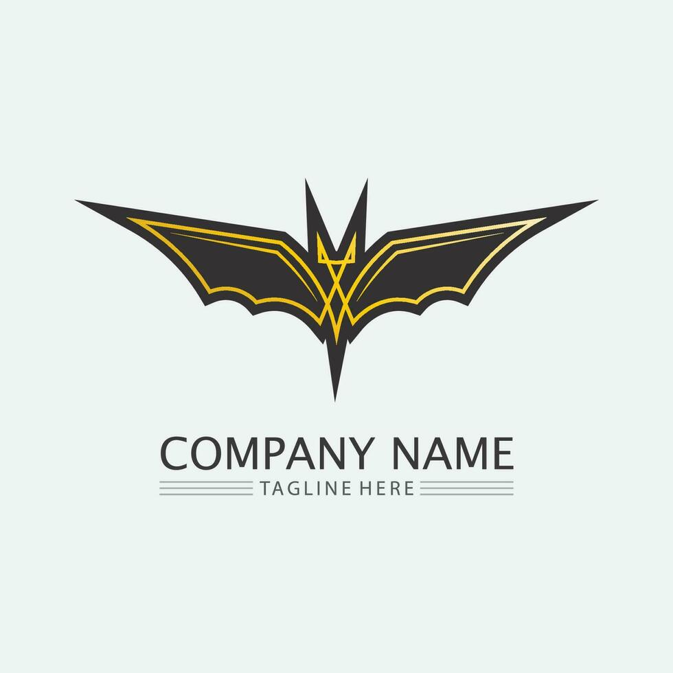 chauve souris logo animal et vecteur, ailes, noir, halloween, vampire, gothique, illustration, conception icône chauve-souris vecteur