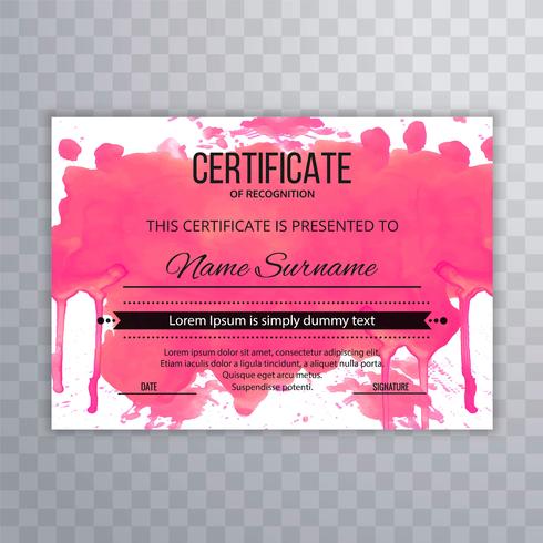 Aquarelle colorée du certificat Premium vecteur