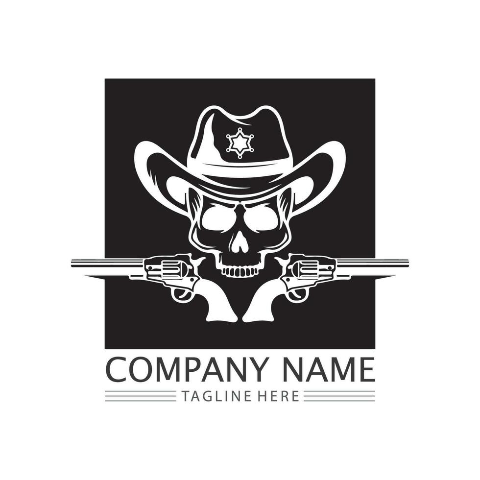 modèle de conception de vecteur icône logo chapeau de cowboy