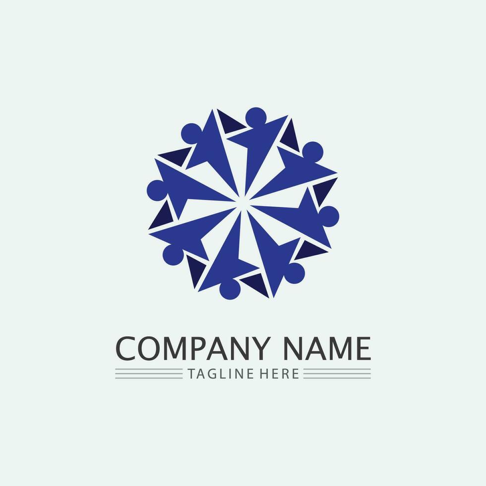 logo de personnes, équipe, succès, travail de personnes, groupe et communauté, vecteur de logo d'entreprise et d'entreprise et soins de conception, icône de la famille logo de réussite