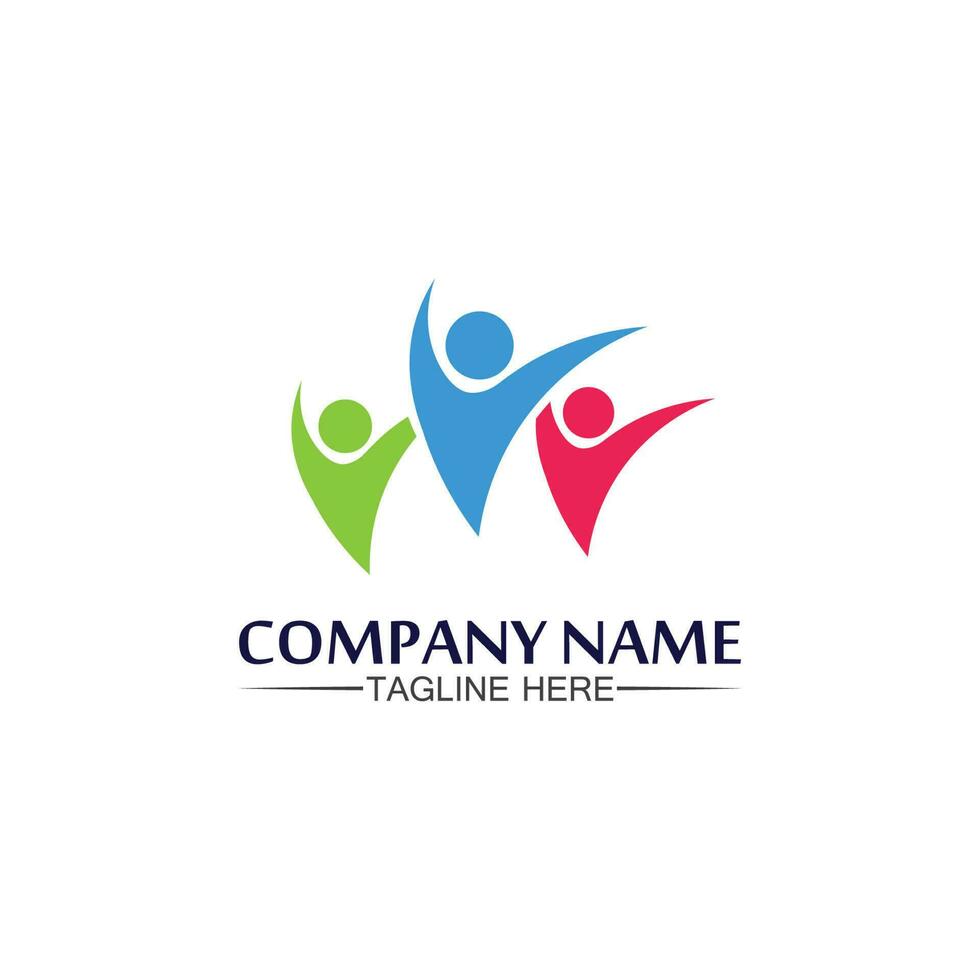 logo de personnes, équipe, succès, travail de personnes, groupe et communauté, vecteur de logo d'entreprise et d'entreprise et soins de conception, icône de la famille logo de réussite