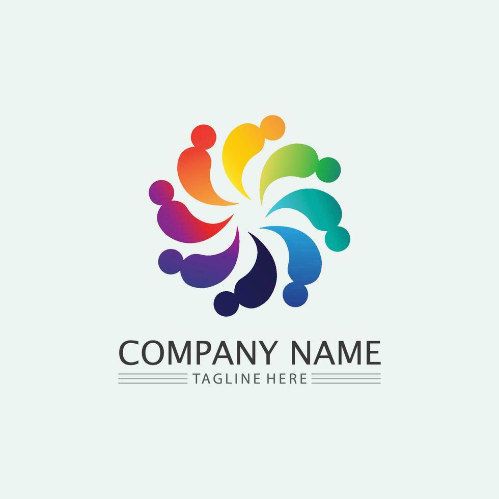 logo de personnes, équipe, succès, travail de personnes, groupe et communauté, vecteur de logo d'entreprise et d'entreprise et soins de conception, icône de la famille logo de réussite