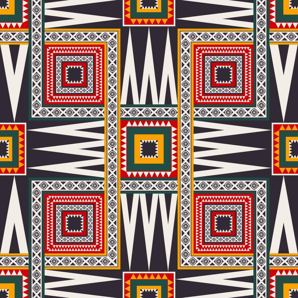 africain géométrique modèle. ethnique géométrique triangle rectangle forme sans couture modèle africain Couleur style. ethnique géométrique modèle utilisation pour textile, tapis, tapis, tapisserie, fond d'écran, coussin, etc. vecteur